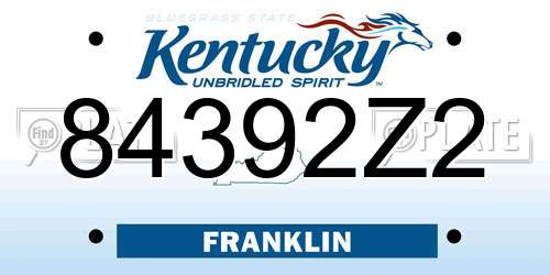 84392Z2 Kentucky License Plate