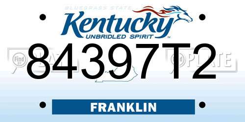 84397T2 Kentucky License Plate