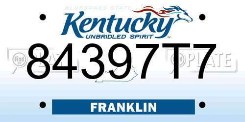 84397T7 Kentucky License Plate