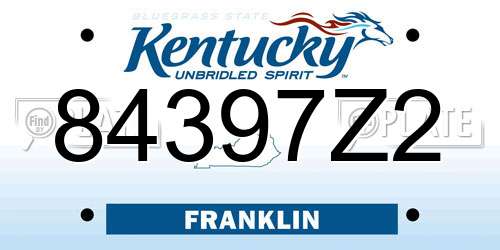 84397Z2 Kentucky License Plate