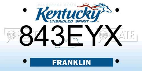 843EYX Kentucky License Plate