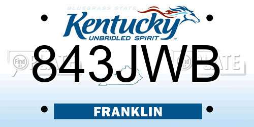 843JWB Kentucky License Plate