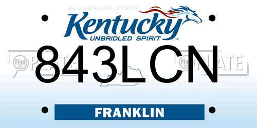 843LCN Kentucky License Plate
