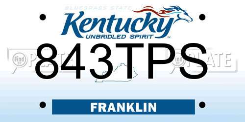 843TPS Kentucky License Plate