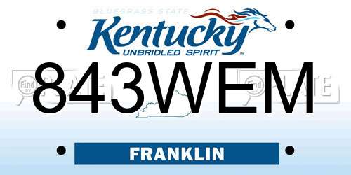 843WEM Kentucky License Plate