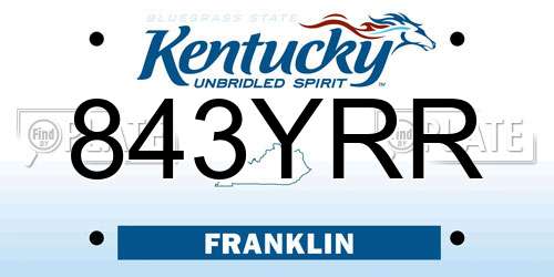 843YRR Kentucky License Plate