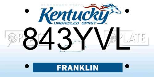 843YVL Kentucky License Plate