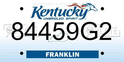 84459G2 Kentucky License Plate