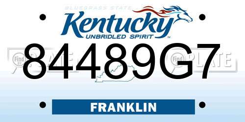 84489G7 Kentucky License Plate
