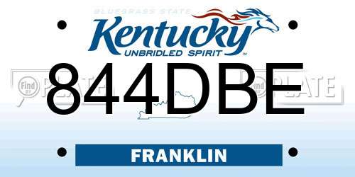844DBE Kentucky License Plate