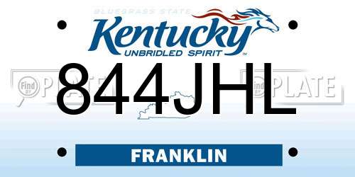 844JHL Kentucky License Plate