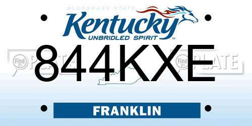844KXE Kentucky License Plate