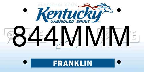 844MMM Kentucky License Plate