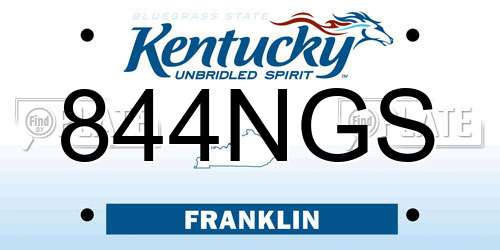844NGS Kentucky License Plate