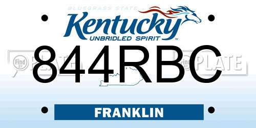 844RBC Kentucky License Plate