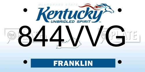 844VVG Kentucky License Plate