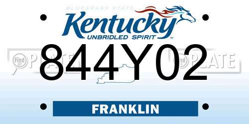 844Y02 Kentucky License Plate