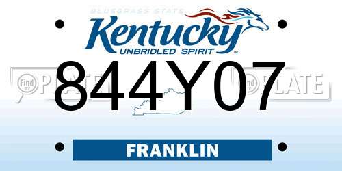 844Y07 Kentucky License Plate