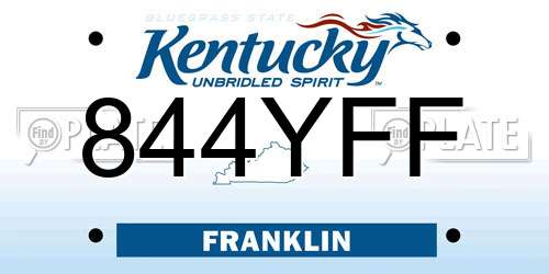 844YFF Kentucky License Plate