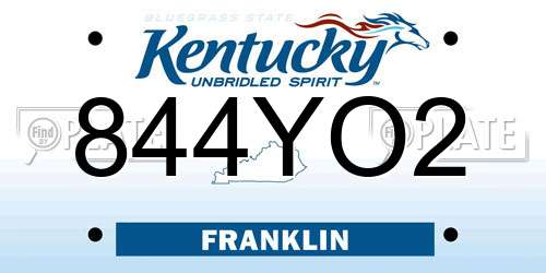 844YO2 Kentucky License Plate