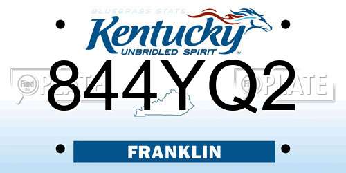 844YQ2 Kentucky License Plate