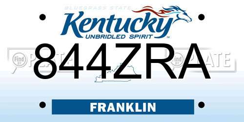 844ZRA Kentucky License Plate
