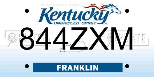 844ZXM Kentucky License Plate
