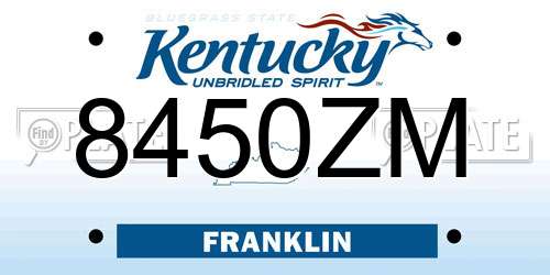 8450ZM Kentucky License Plate