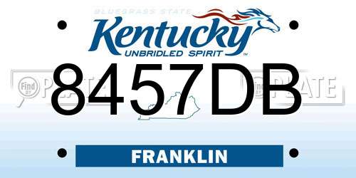 8457DB Kentucky License Plate