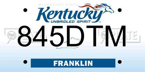 845DTM Kentucky License Plate