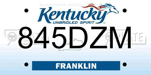 845DZM Kentucky License Plate