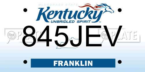 845JEV Kentucky License Plate