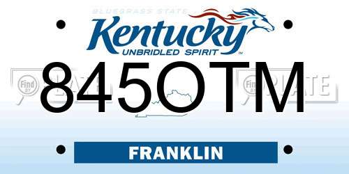 845OTM Kentucky License Plate