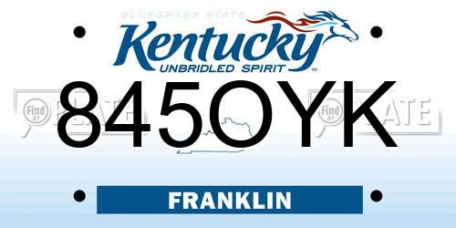 845OYK Kentucky License Plate