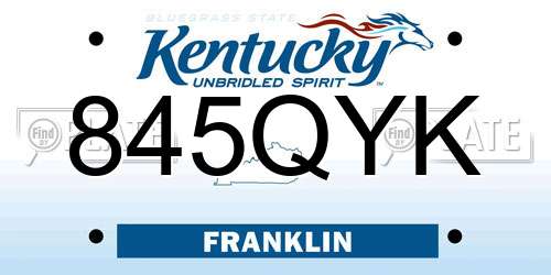 845QYK Kentucky License Plate