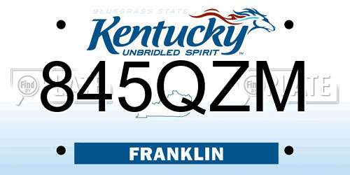 845QZM Kentucky License Plate