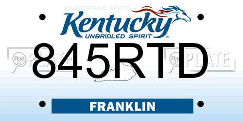 845RTD Kentucky License Plate