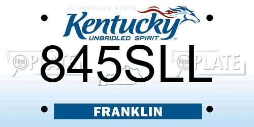 845SLL Kentucky License Plate