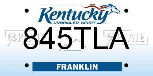 845TLA Kentucky License Plate