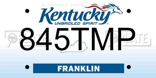 845TMP Kentucky License Plate