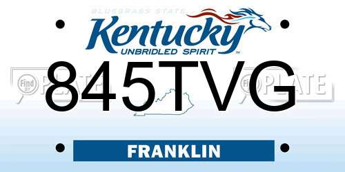 845TVG Kentucky License Plate