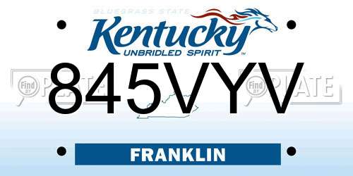 845VYV Kentucky License Plate