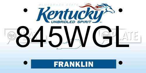 845WGL Kentucky License Plate