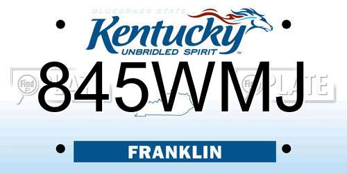 845WMJ Kentucky License Plate