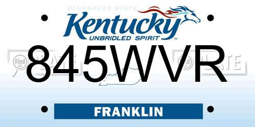 845WVR Kentucky License Plate