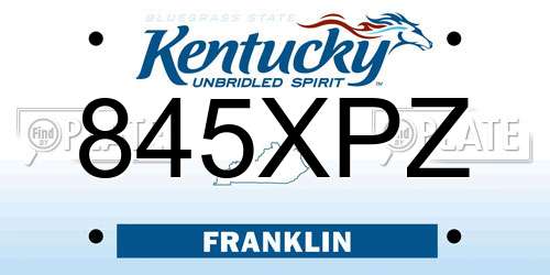 845XPZ Kentucky License Plate