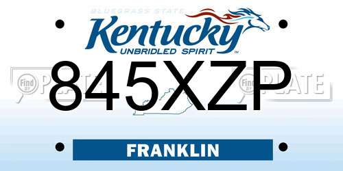 845XZP Kentucky License Plate
