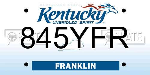 845YFR Kentucky License Plate