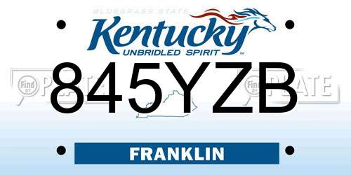 845YZB Kentucky License Plate