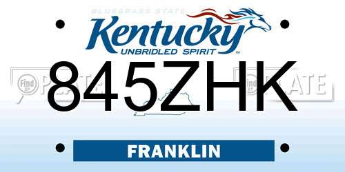 845ZHK Kentucky License Plate